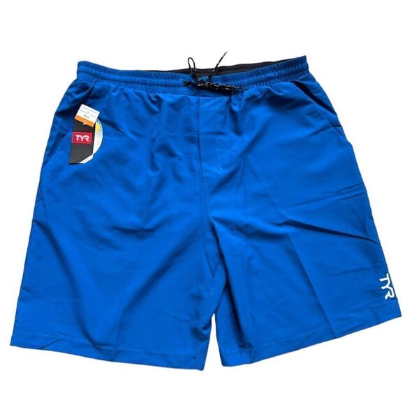 TYR Men’s Turquoise Blue Solid Swell Shorts Swim Trunks NWT Size XXL Modern Fit - Picture 1 of 10
